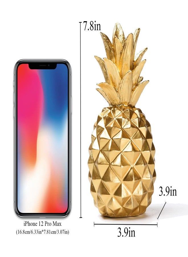 BRABUD Resin Pineapple Statue Gold Modern Simple Style Art Sculpture Living Room Bedroom Office Desktop Porch Piano Desktop Decoration 7.8''(H) TQGJBS99 - Image 2